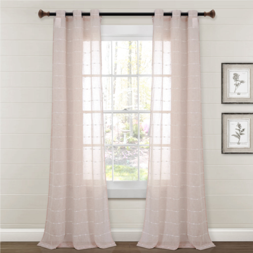 Lush Decor farmhouse textured grommet sheer window curtain panel set