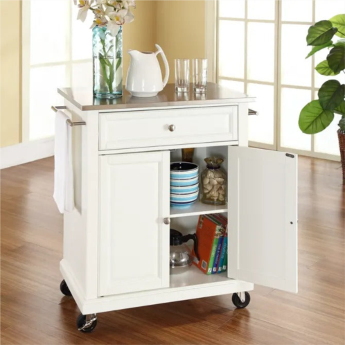 Crosley furniture compact stainless steel top kitchen cart