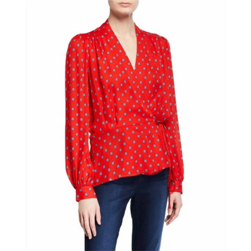 cara wrap blouse in royal red maestro