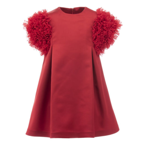 Tulleen red ruffle sleeve dress