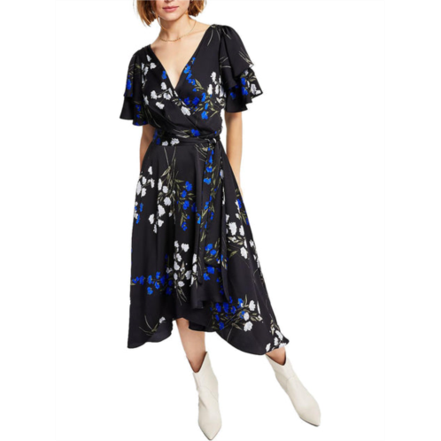 DKNY womens belted midi wrap dress