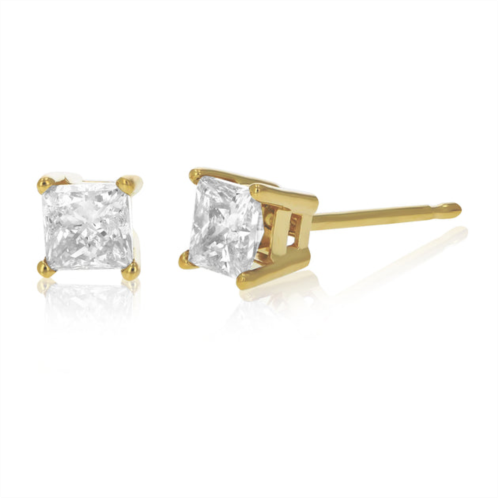 Vir Jewels 2/3 cttw princess cut diamond stud earrings 14k white gold