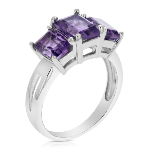 Vir Jewels 2.35 cttw 3 stone purple amethyst ring .925 sterling silver rhodium emerald