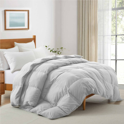 Puredown ultra soft fabric all season premium feather fiber and microfiber comforter with 360tc light grey