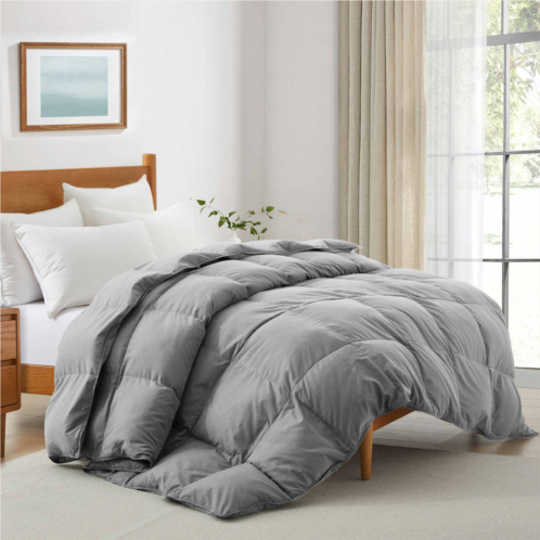 Puredown ultra soft fabric all season premium feather fiber and microfiber comforter with 360tc, dark grey