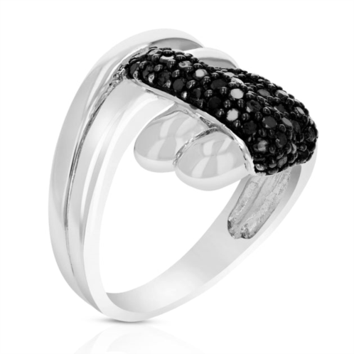 Vir Jewels 2/3 cttw black diamond ring .925 sterling silver with rhodium plating