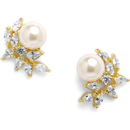 Liv Oliver 18k multi shape cz & pearl fancy earrings