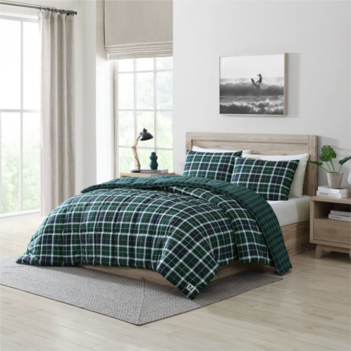 Nautica northsail plaid navy full/queen reversible comforter & sham set