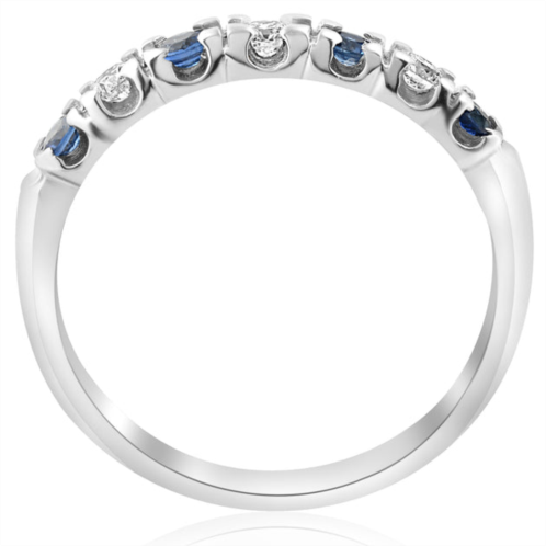 Pompeii3 1/3ct blue sapphire & diamond wedding ring stackable band white gold 10k