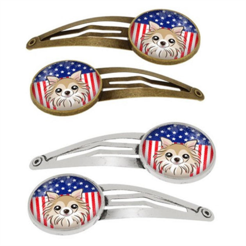 Carolines Treasures bb2181hcs4 american flag & chihuahua barrettes hair clips, set of 4