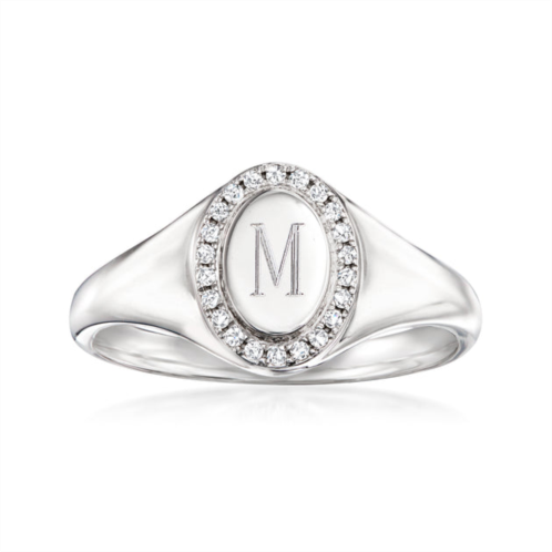 RS Pure by ross-simons diamond personalized oval signet ring in sterling silver