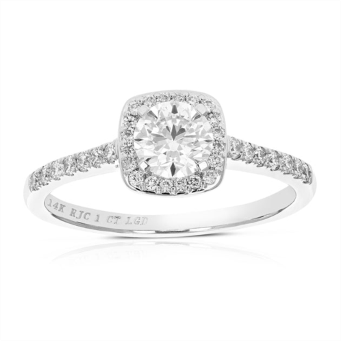 Vir Jewels 1 cttw wedding engagement ring for women, round lab grown diamond ring in 14k white gold, prong setting