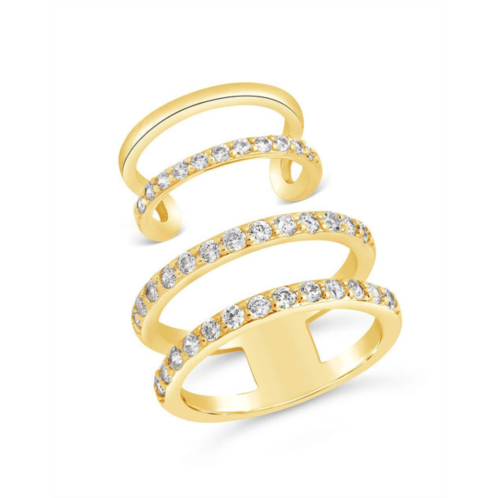 Sterling Forever shine by stackable cz open band & midi ring set