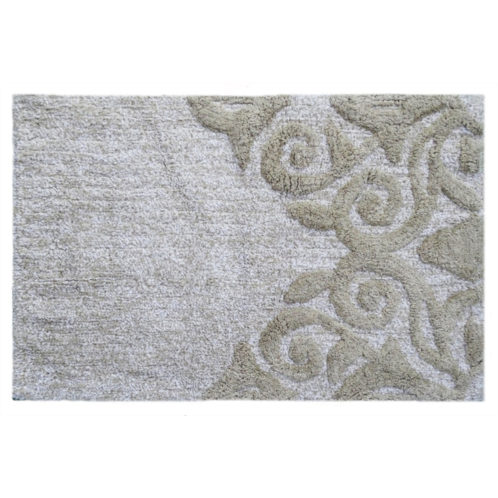 Vibhsa bathroom rug damask pattern beige & ivory