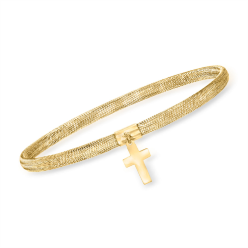 Ross-Simons italian 14kt yellow gold cross charm mesh bracelet