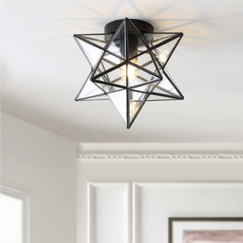 JONATHAN Y stella 12 moravian star metal/clear glass led flush mount