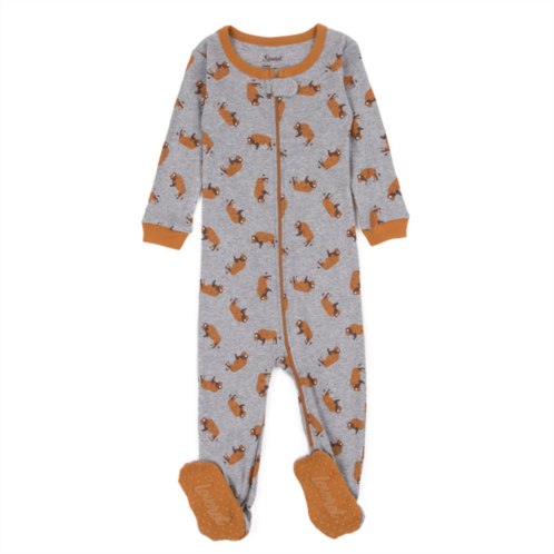 Leveret kids footed cotton pajamas bison