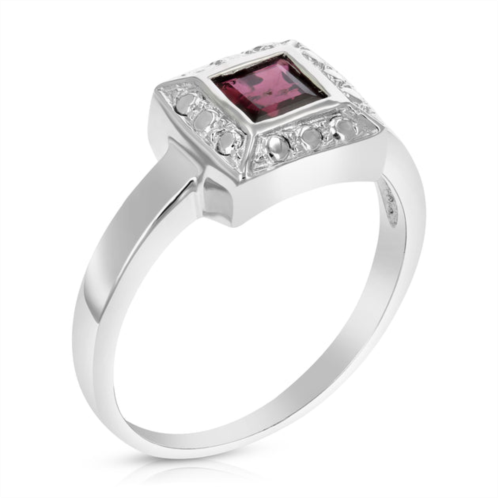 Vir Jewels 0.60 cttw garnet ring .925 sterling silver with rhodium plating princess shape