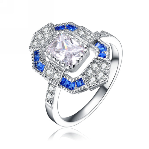 Genevive sterling silver sapphire cubic zirconia coctail ring