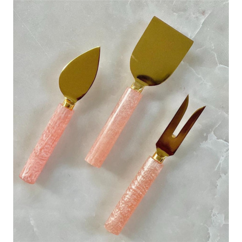 Tiramisu pink resin & steel cheese tools