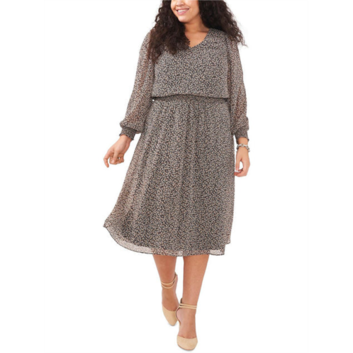 MSK plus womens smocked metallic midi dress