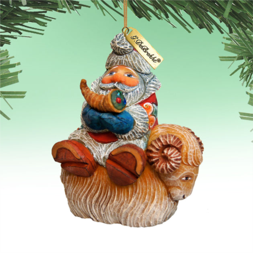 designocracy santa on sheep handpainted ornament g.debrekht