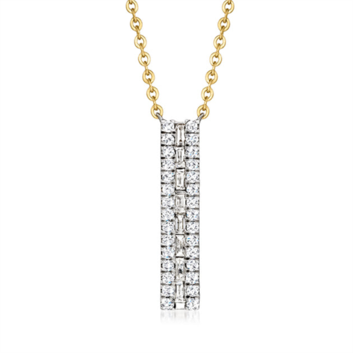 Ross-Simons baguette and round diamond linear bar necklace in 14kt yellow gold