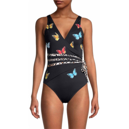 Johnny Was monarch butterfly print wrap swimsuit in multi