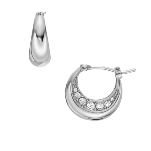 Fossil womens ear party stainless steel hoop earrings