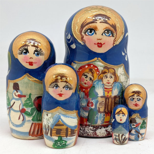 G. DeBrekht designocracy fairy tale 5-piece russian matryoshka wooden nested dolls set