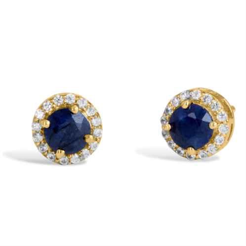 Savvy Cie Jewels ss 925 1.78gtw natural blue sapphire & white zircon stud earrings