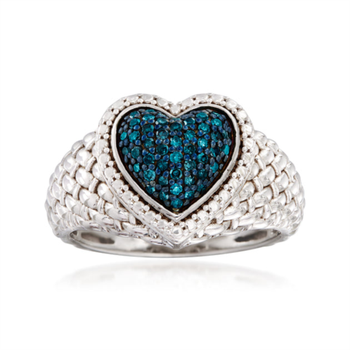 Ross-Simons blue diamond heart ring in sterling silver