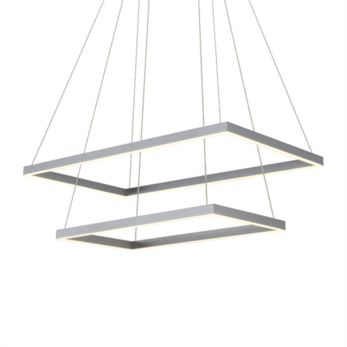 VONN Lighting atria duo 29 led chandelier, adjustable suspension fixture, modern two-tier chandelier lighting in silver