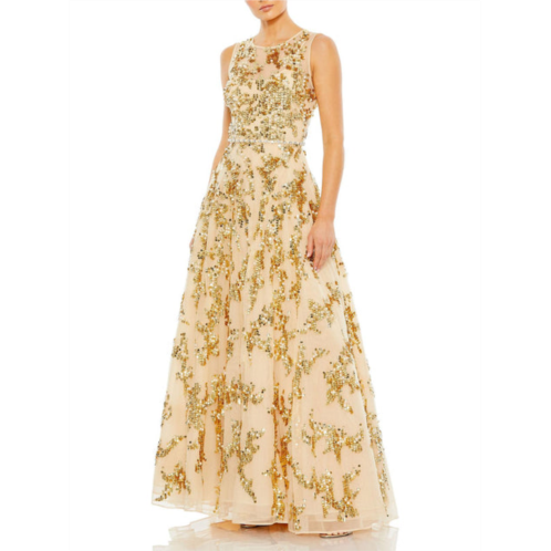 Mac Duggal womens embellished sequin evening dress