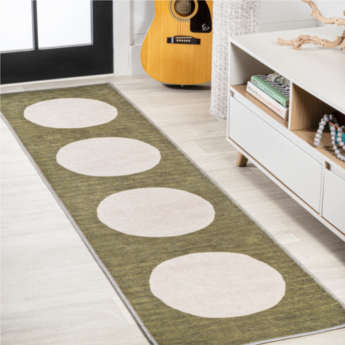 JONATHAN Y cirkel minimalist geometric dot machine-washable cream/rust area rug