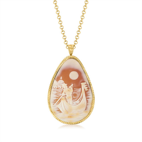 Ross-Simons italian venice orange shell cameo pendant necklace in 18kt gold over sterling silver