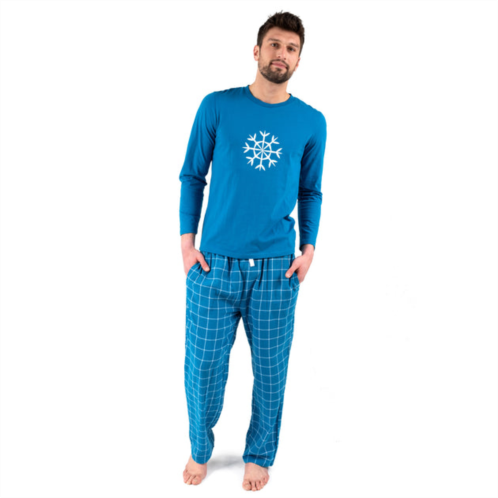 Leveret christmas mens cotton top flannel pant pajamas snowflake