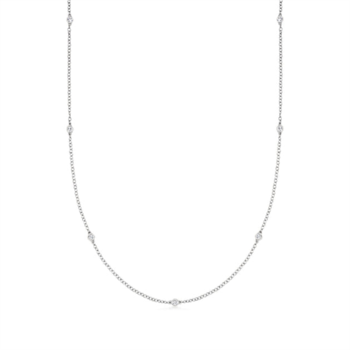 RS Pure by ross-simons bezel-set diamond station necklace in sterling silver