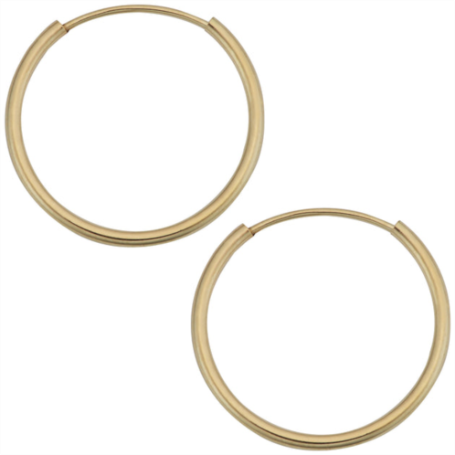 Fremada 14k yellow gold 1mm thick 16mm round tube endless hoop earrings