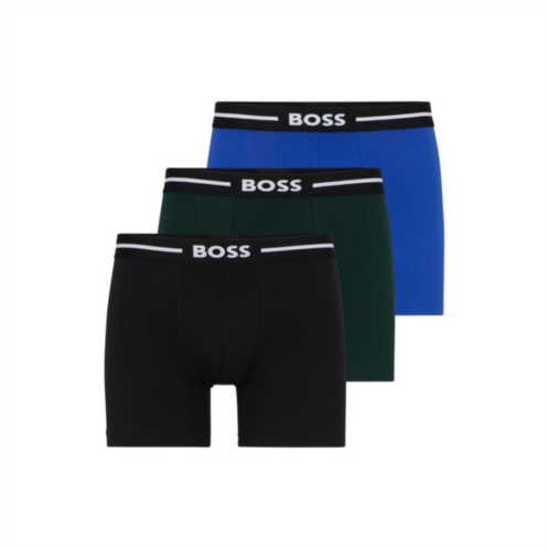 BOSS three-pack of stretch-cotton boxer briefs with logos