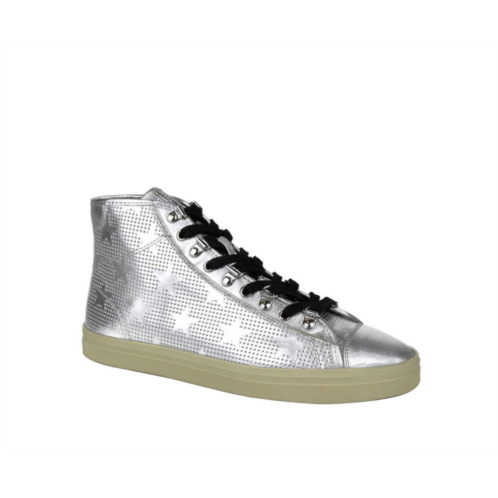 Saint Laurent mens metallic leather hi top sneaker