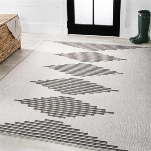 JONATHAN Y vinales diamond stripe indoor/outdoor light gray/black area rug