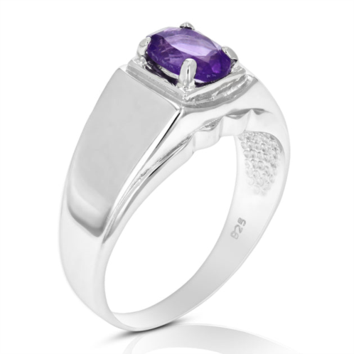 Vir Jewels 0.70 cttw purple amethyst ring .925 sterling silver with rhodium oval 7x5 mm