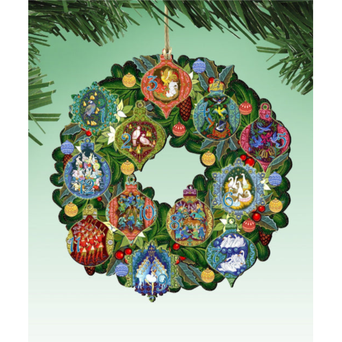 Designocracy 12 days of christmas wreath wood ornam g. debrekht holiday