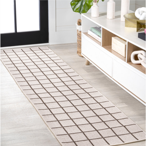 JONATHAN Y grid modern squares indoor/outdoor runner rug