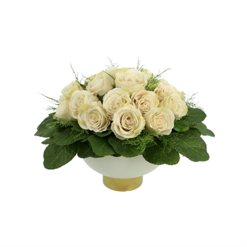 Creative Displays rose arrangement with fern and leaves