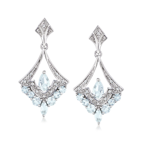 Ross-Simons aquamarine chandelier earrings with diamonds in sterling silver