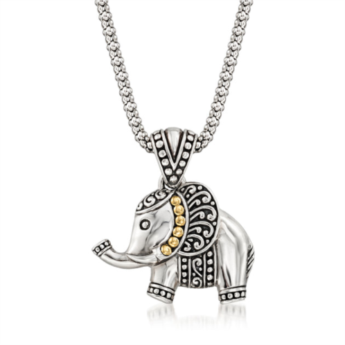 Ross-Simons sterling silver with 18kt yellow gold bali-style elephant pendant necklace