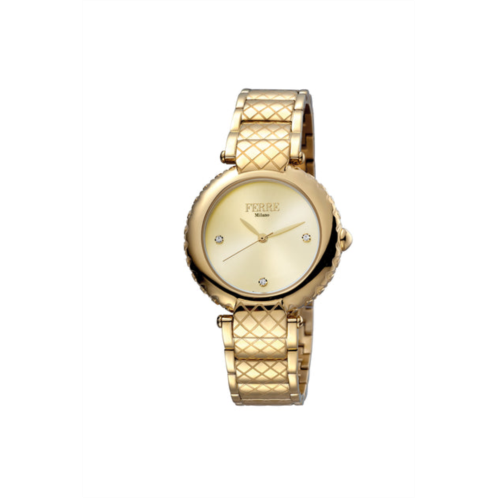 Ferre Milano womens champagne dial stainless steel watch