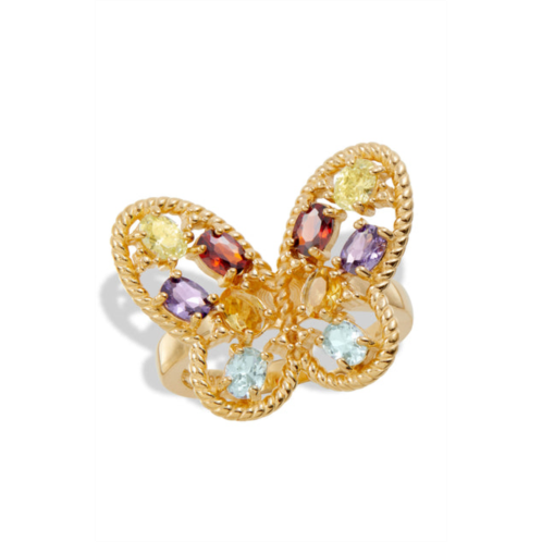 SAVVY CIE JEWELS 18k gold vermeil multi color cz butterfly ring